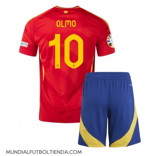 Camiseta España Dani Olmo #10 Primera Equipación Replica Eurocopa 2024 para niños mangas cortas (+ Pantalones cortos)